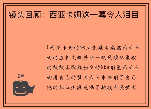 镜头回顾：西亚卡姆这一幕令人泪目